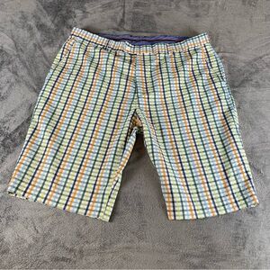 Linea Uomo Plaid Shorts Mens 42 Multicolor Seersucker Golf Bermuda Shorts Preppy